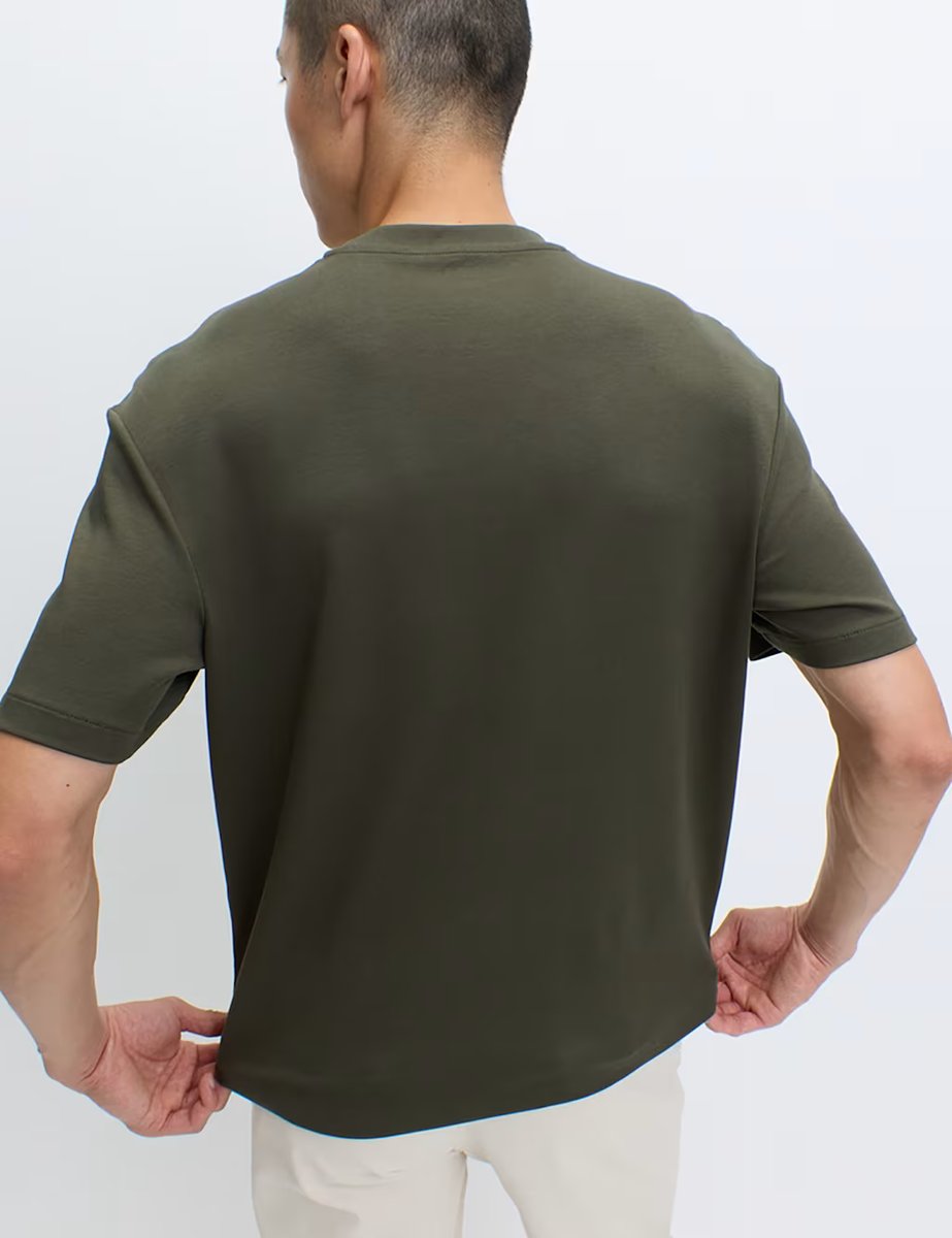 Marks & Spencer M&S Cotton Blend Ultimate Performance T-Shirt Dark Khaki - 2