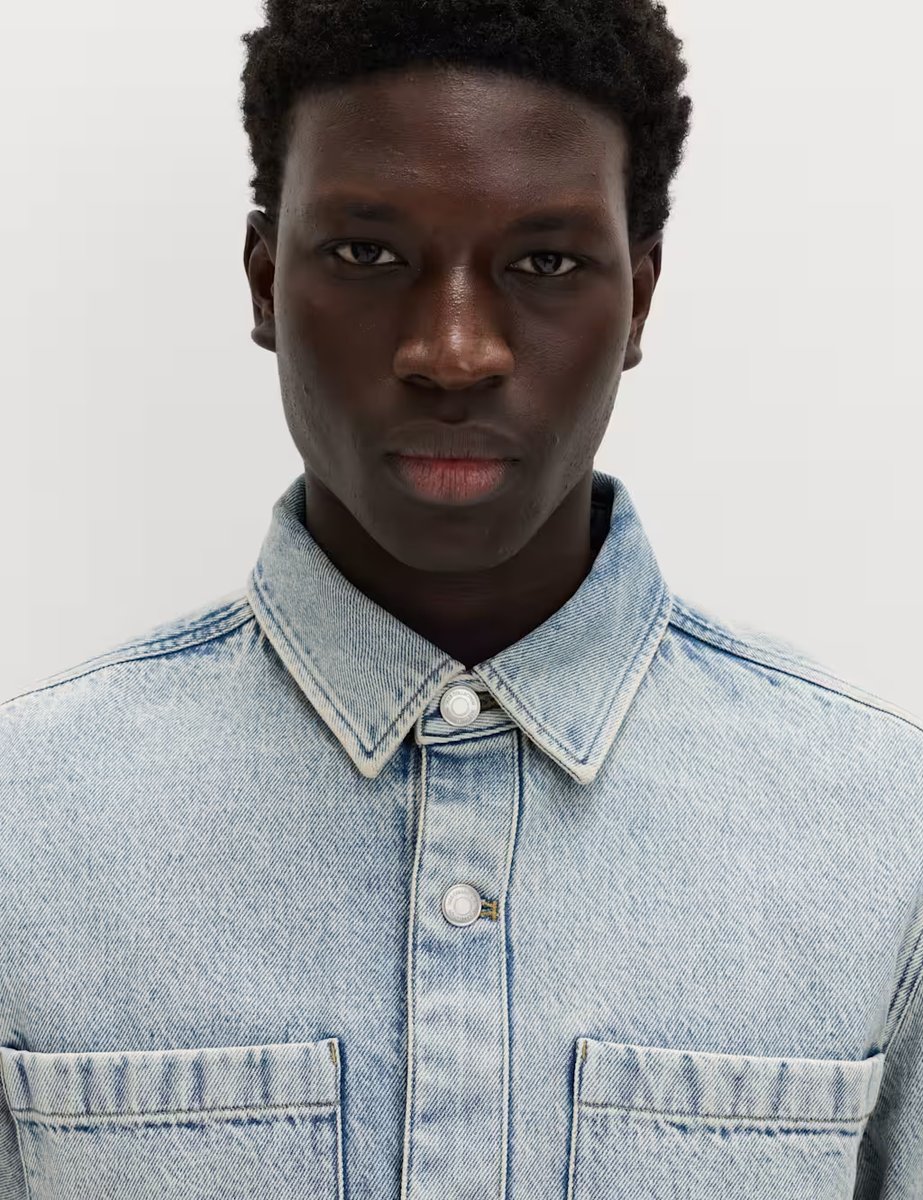 Marks & Spencer M&S Pure Cotton Denim Overshirt Light Blue - 3