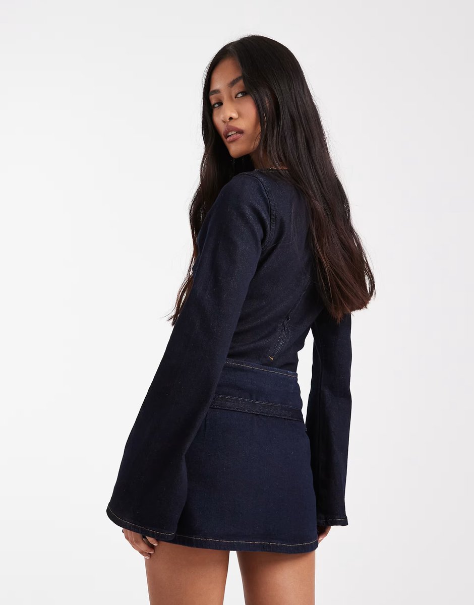 ASOS ASOS DESIGN denim micro mini skirt with skinny belt in indigo - 2