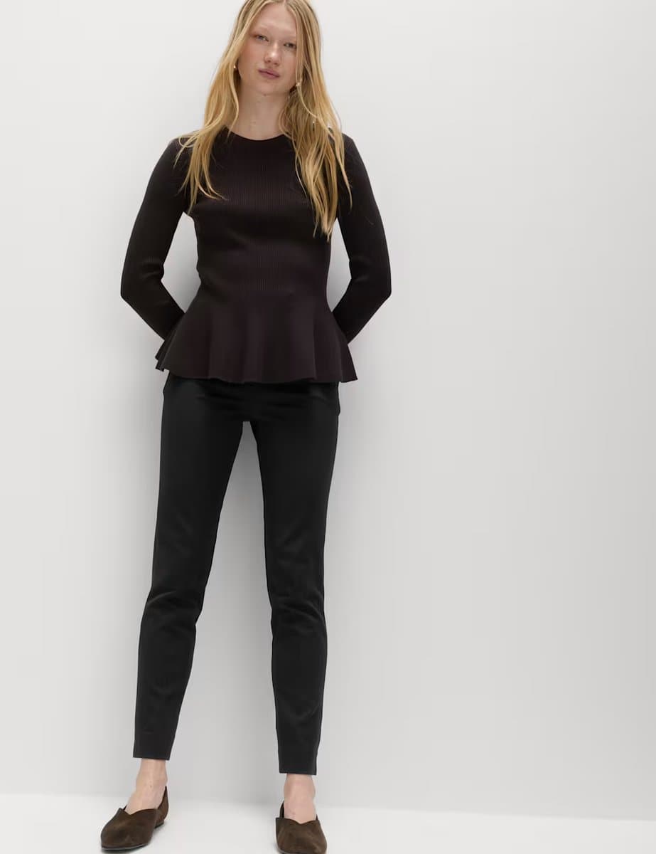 Marks & Spencer M&S Slim Fit Ankle Grazer Trousers Navy