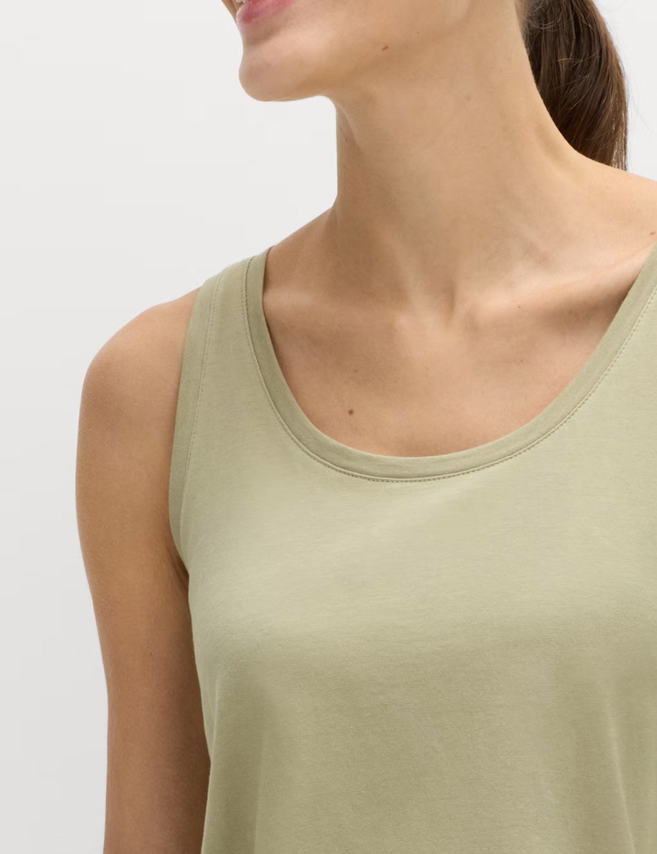 Marks & Spencer M&S Pure Cotton Scoop Neck Top Light Khaki - 2
