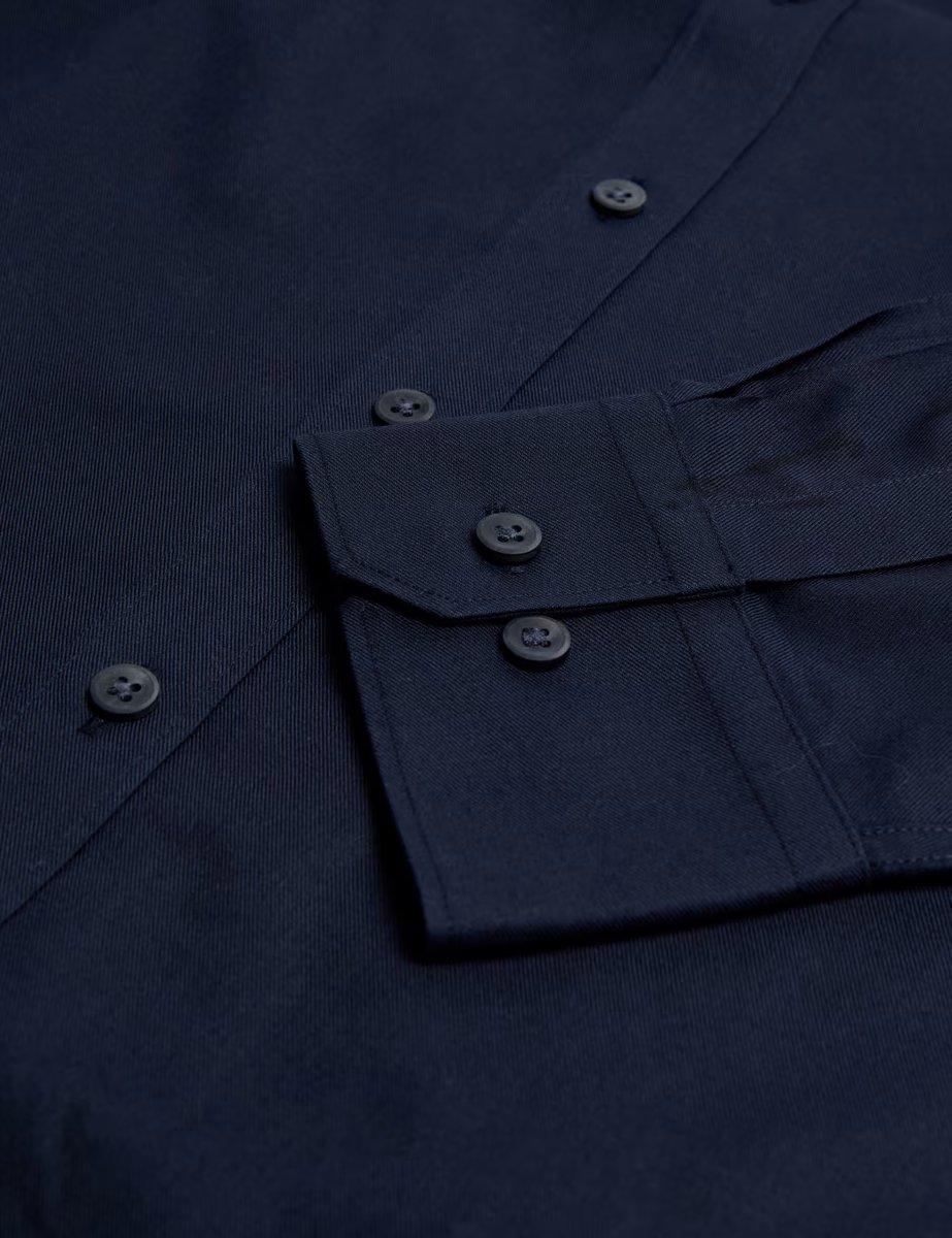 Marks & Spencer M&S Regular Fit Ultimate Non Iron Cotton Shirt Dark Navy - 2