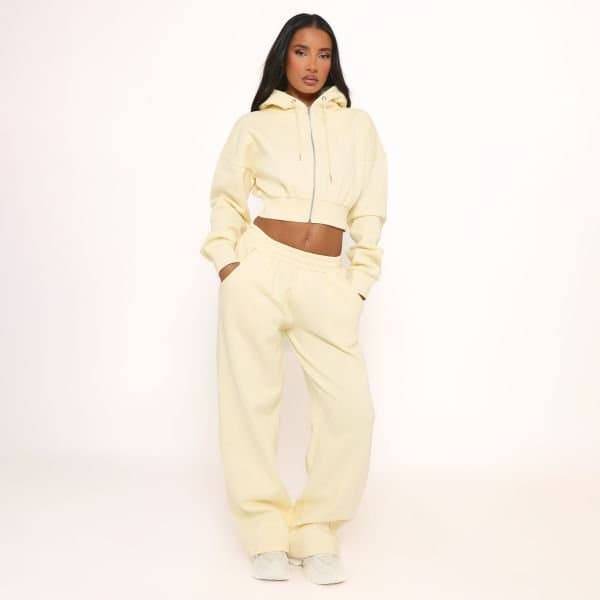 EGO EGO High Waist Straight Leg Joggers in Lemon