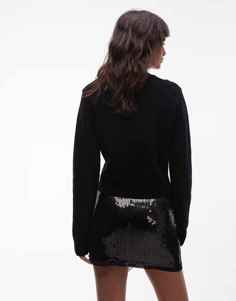 ASOS Allsaints fonsie embellished mini skirt in black - 4