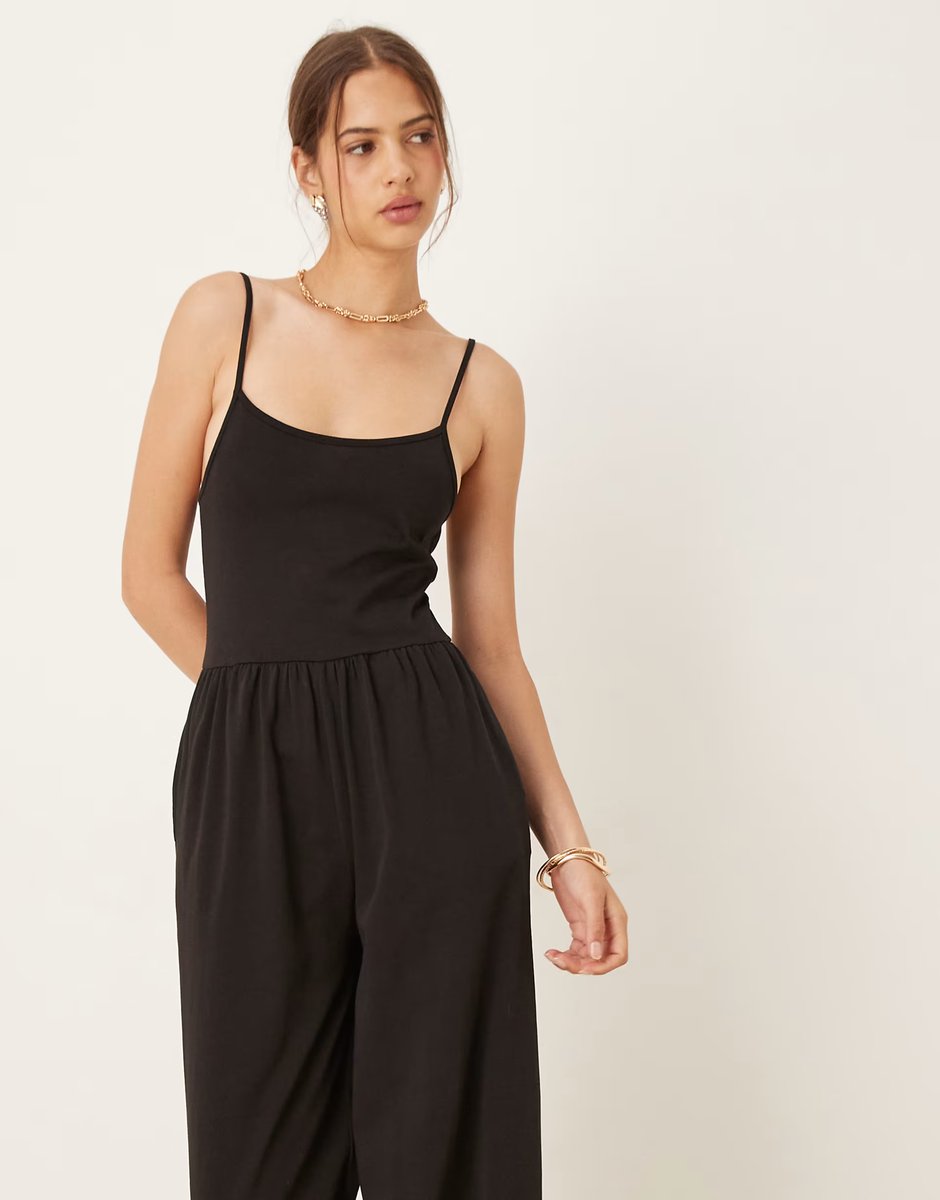 ASOS ASOS DESIGN cami wide leg jumpsuit with pockets in black - 3