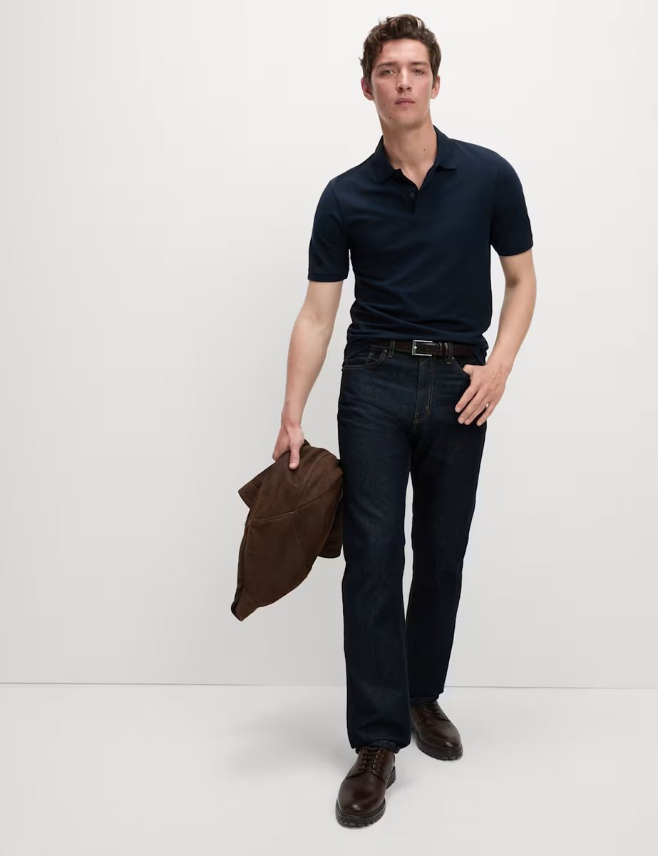 Marks & Spencer M&S Slim Fit Cotton Rich Pique Polo Shirt Dark Navy - 3