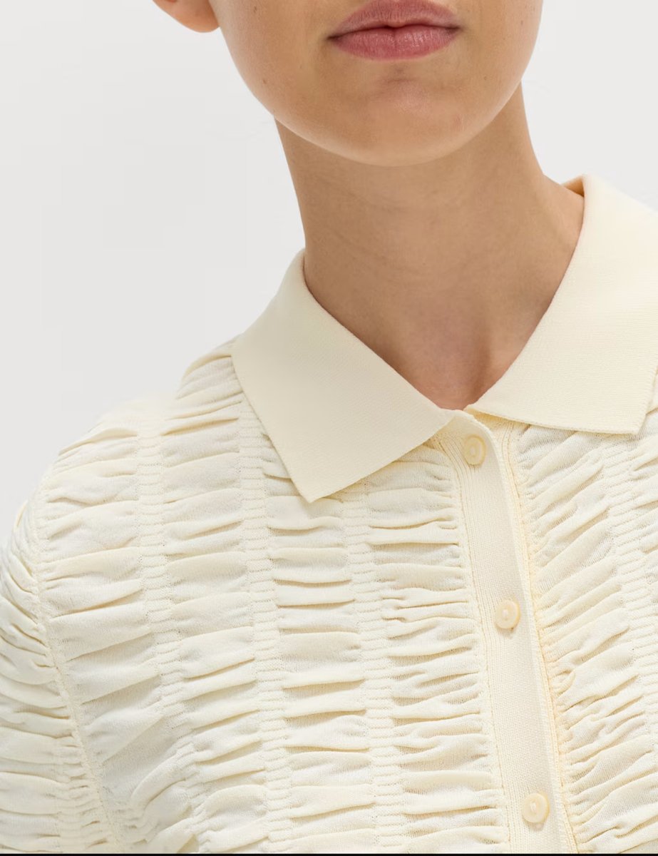 Marks & Spencer M&S Textured Collared Fitted Cardigan Buttermilk - 2