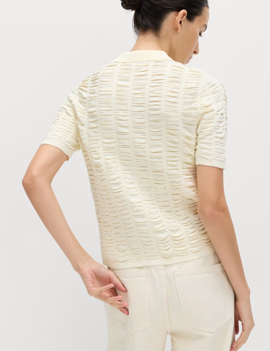 Marks & Spencer M&S Textured Collared Fitted Cardigan Buttermilk - 4