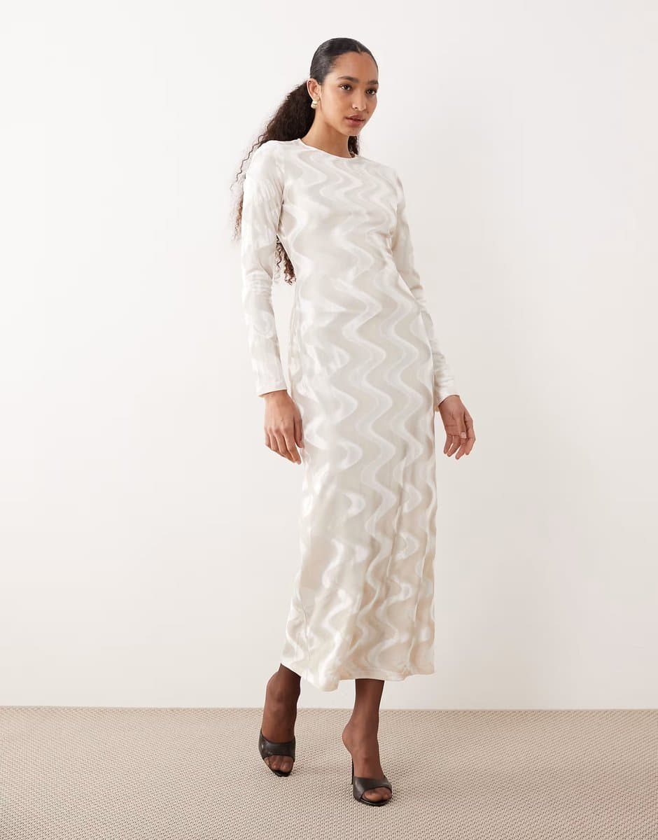 ASOS Ghospell Cecily velvet midaxi dress in cream