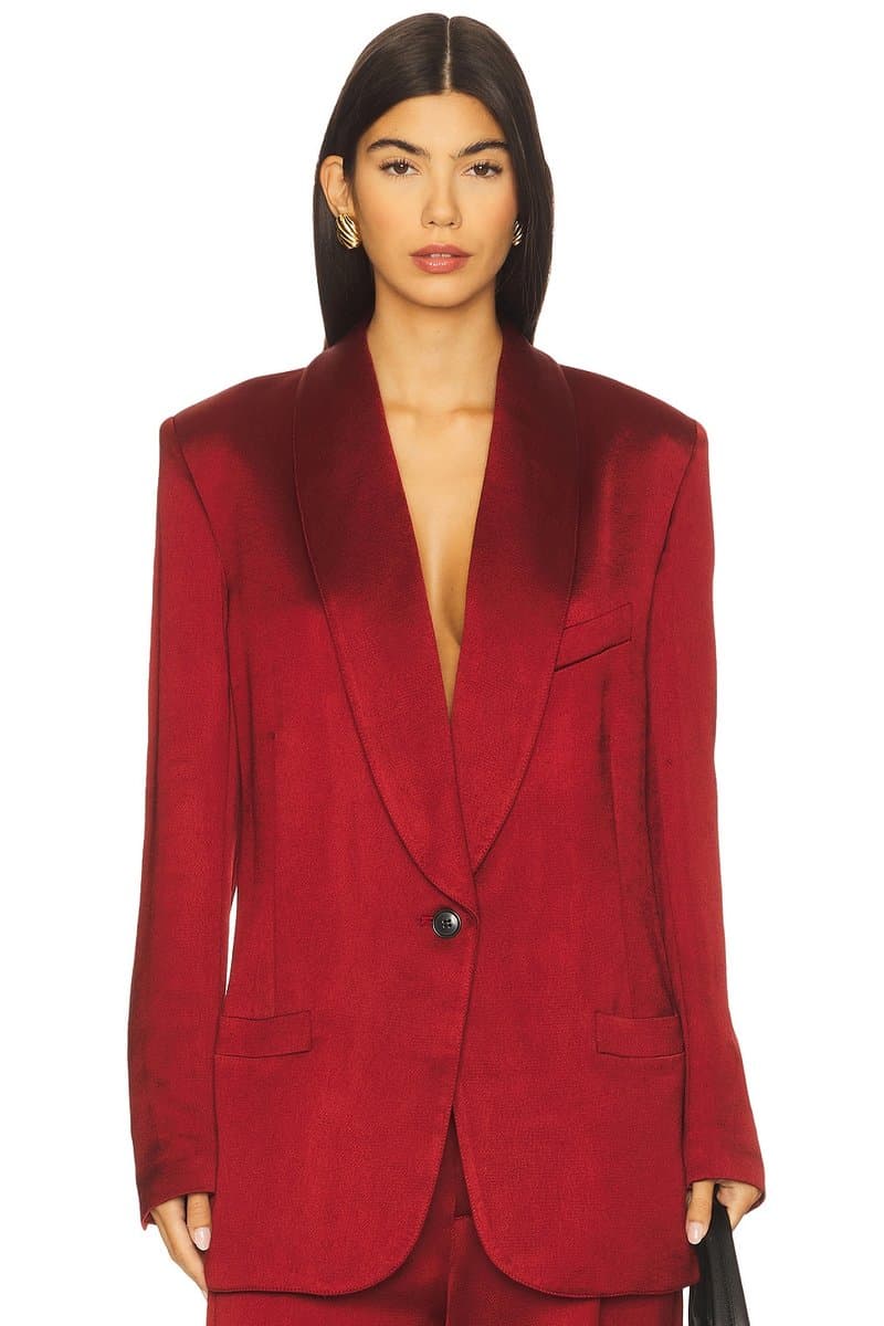 revolve Revolve Shawl Collar Oversized Blazer in Crimson