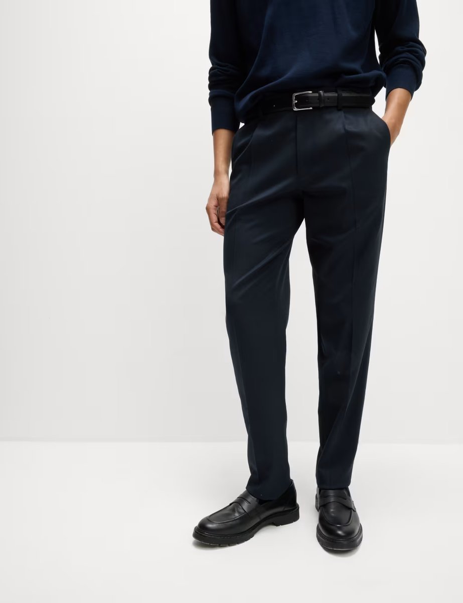 Marks & Spencer M&S Tailored Fit Stretch Smart Trousers Dark Navy - 3