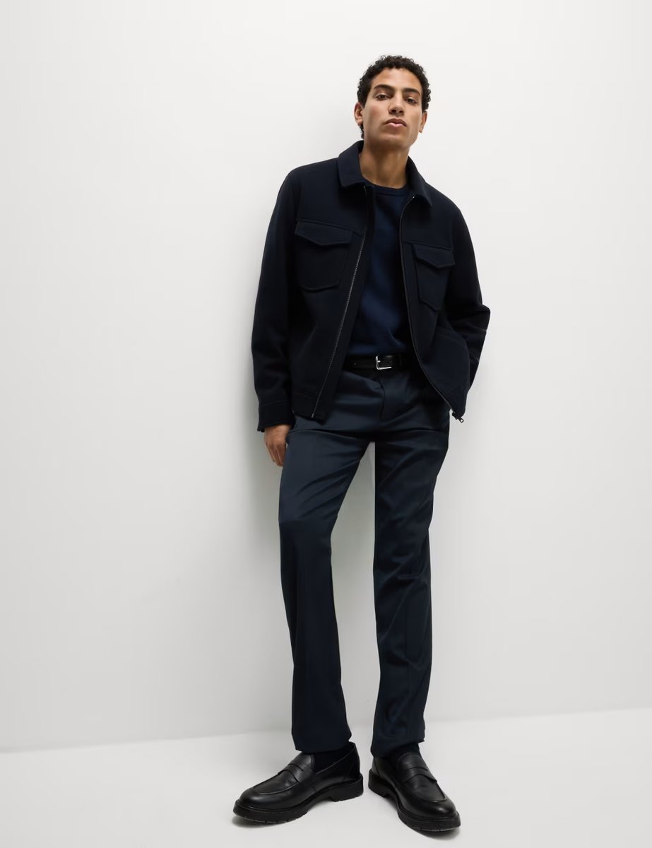 Marks & Spencer M&S Tailored Fit Stretch Smart Trousers Dark Navy - 4