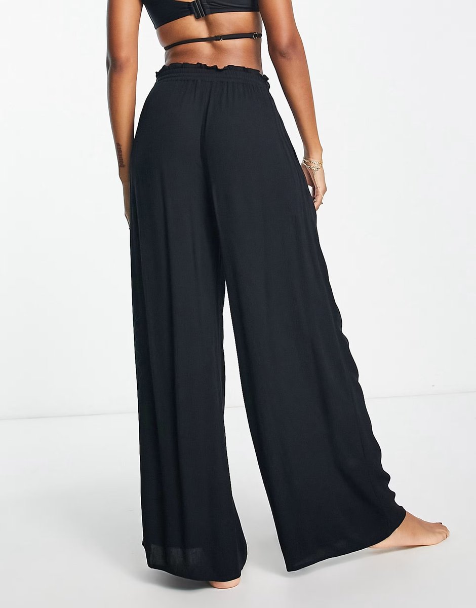 ASOS IIsla & Bird Exclusive beach drawstring trouser in black   - 4