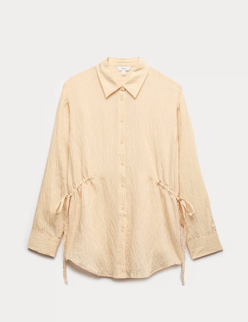 Marks & Spencer M&S Drawcord Collared Shirt Yellow Mix - 1