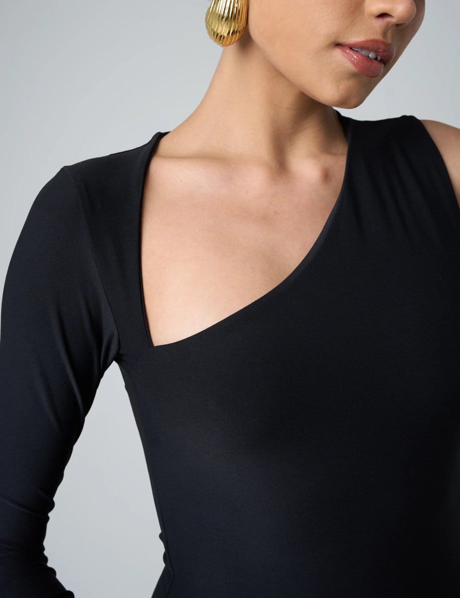Public Desire Slinky One Shoulder Mini Dress Black - 4