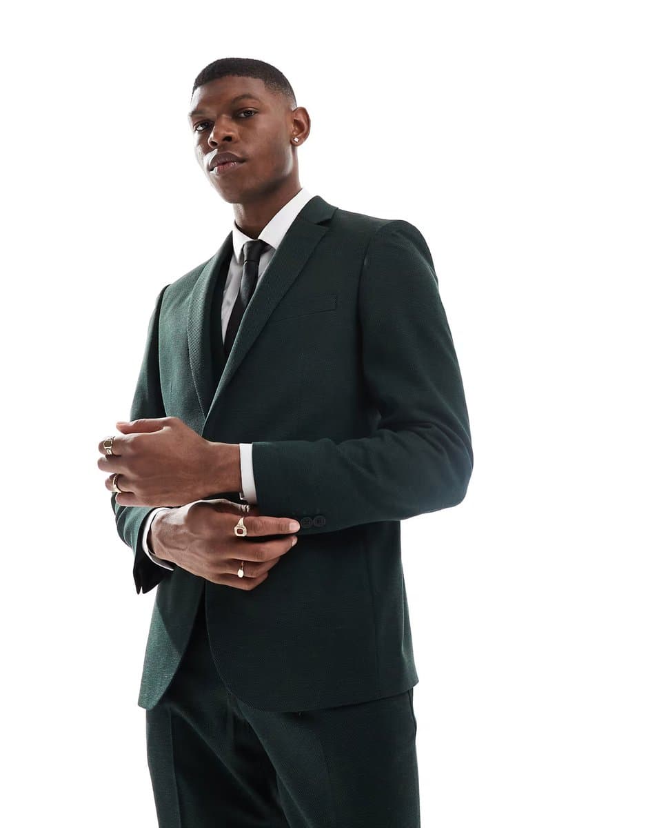 ASOS ASOS DESIGN wedding skinny suit jacket in green
