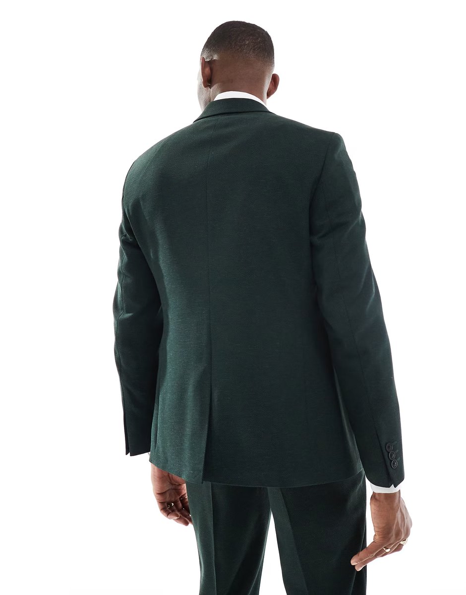 ASOS ASOS DESIGN wedding skinny suit jacket in green - 3