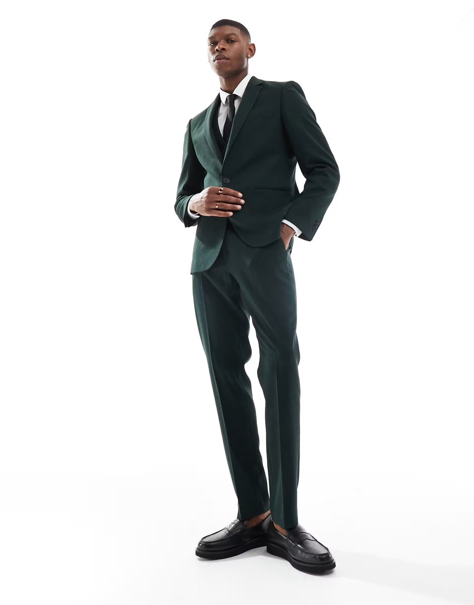ASOS ASOS DESIGN wedding skinny suit jacket in green - 4
