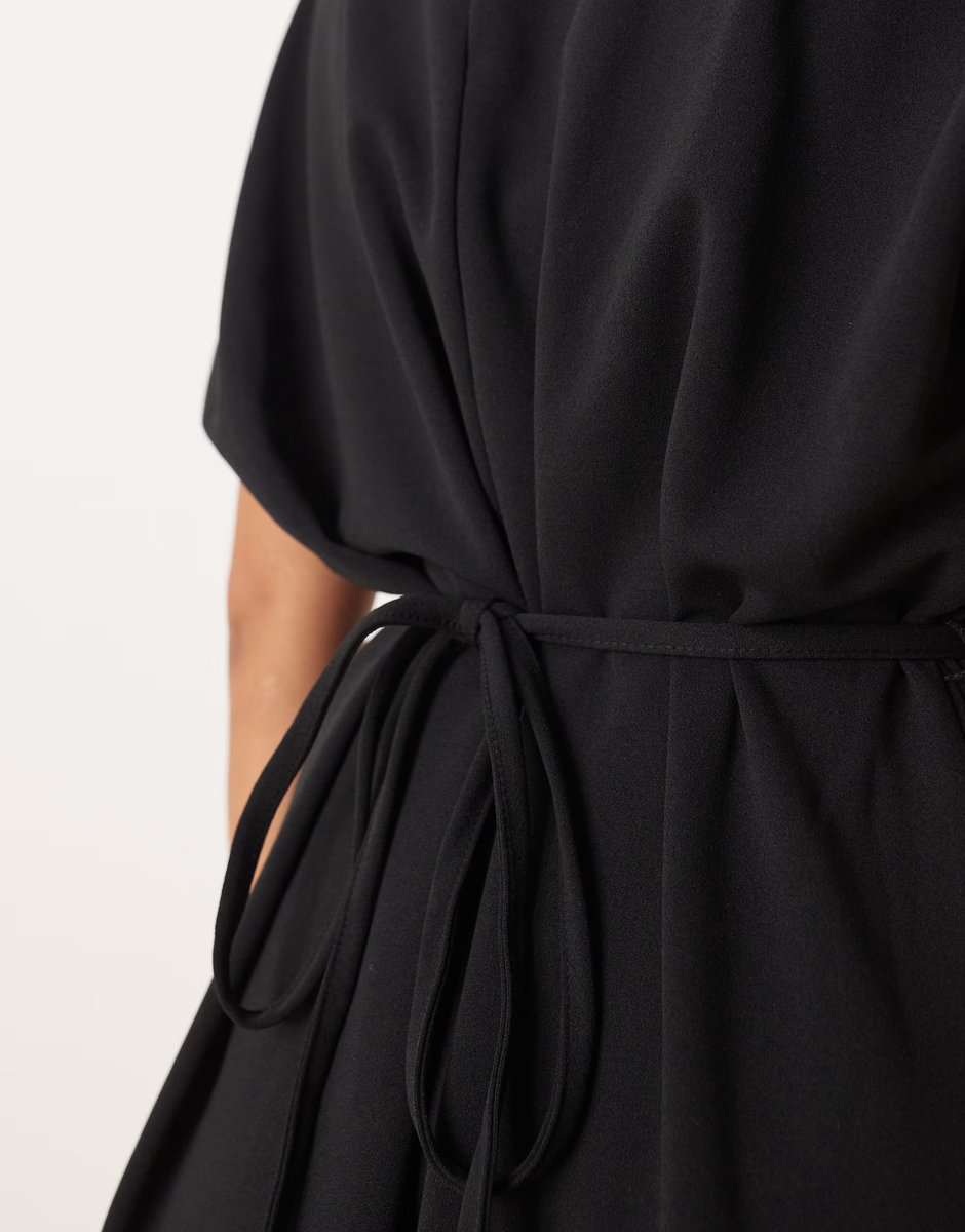 ASOS Vila high neck tie waist mini dress in black - 4