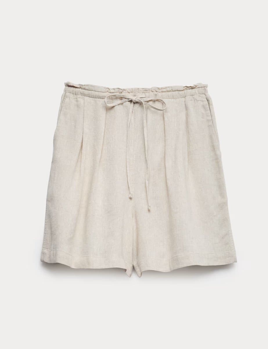 Marks & Spencer M&S Oatmeal Linen Rich High Waisted Shorts