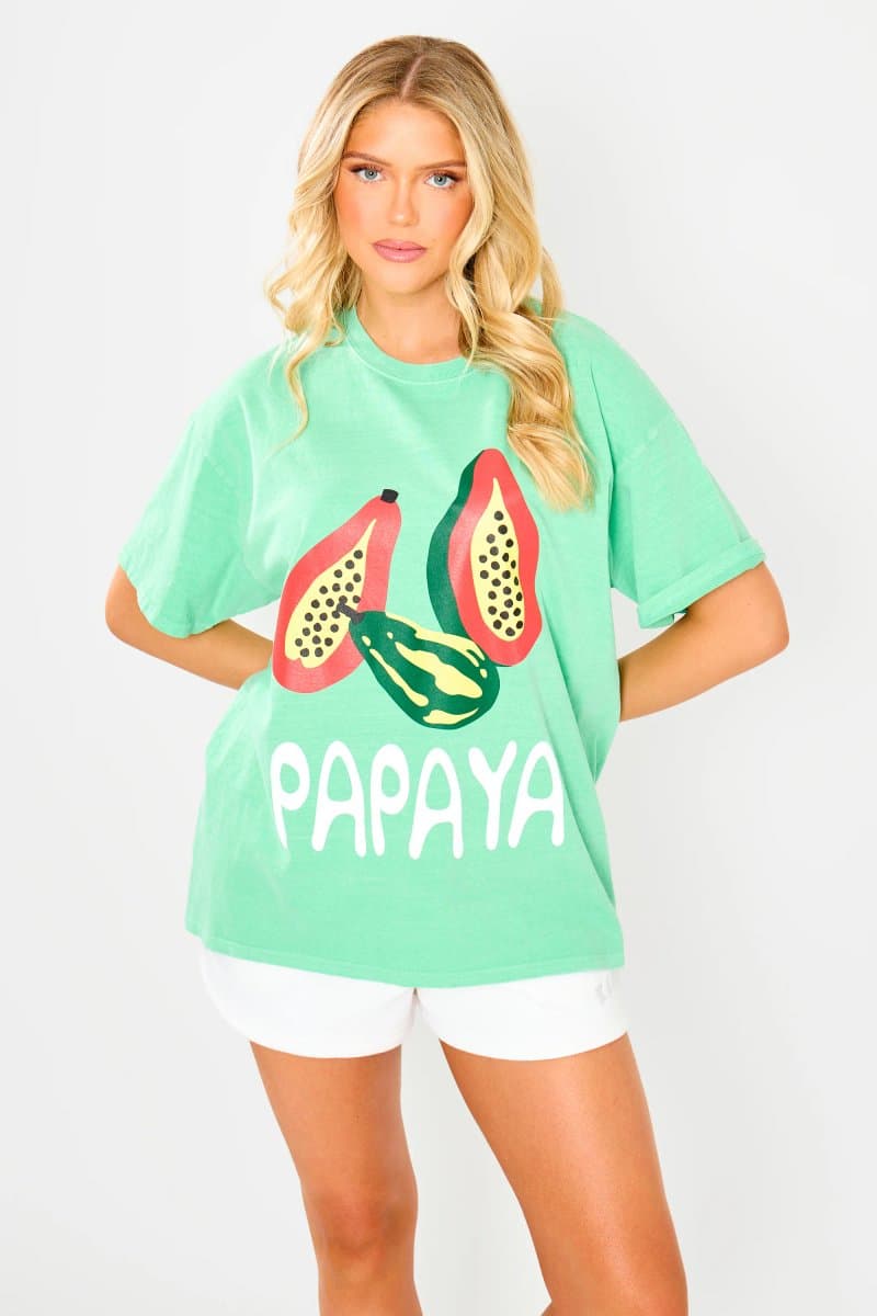 Kaiia Kaiia Papaya Graphic Oversized T-shirt Green
