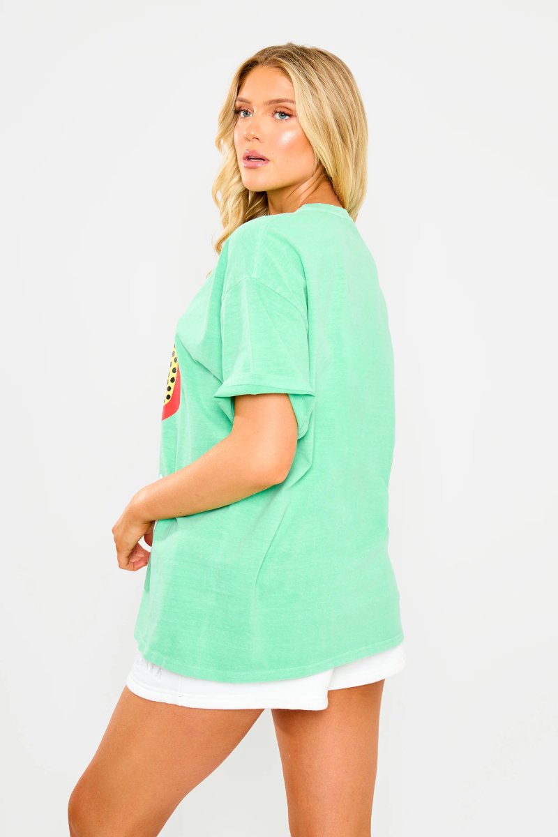 Kaiia Kaiia Papaya Graphic Oversized T-shirt Green - 2