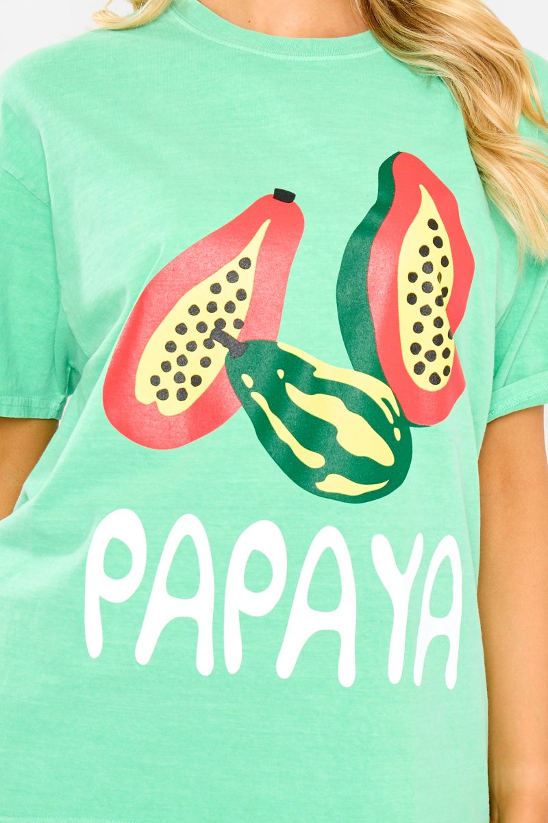 Kaiia Kaiia Papaya Graphic Oversized T-shirt Green - 4