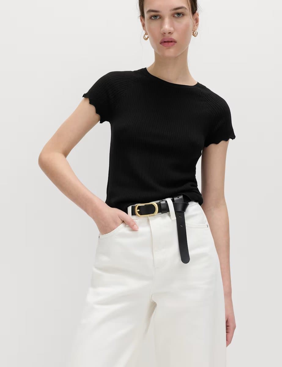 Marks & Spencer M&S Slim Fit Knitted Top in Black