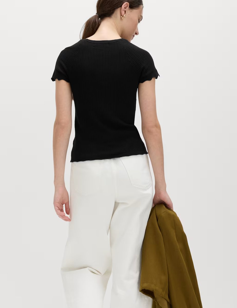 Marks & Spencer M&S Pointelle Slim Fit Knitted Top Black - 4