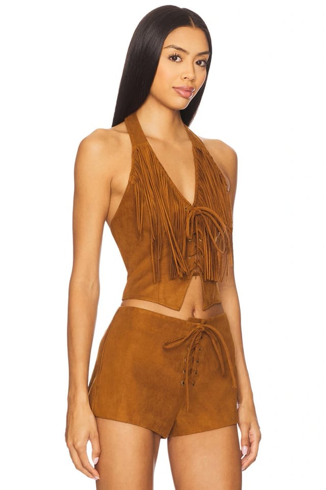 revolve Noella Faux Suede Top - 2