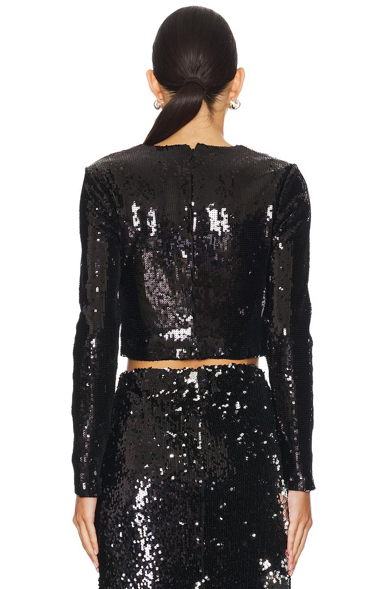 revolve Rogan Crop Sequin Long Sleeve Top - 3