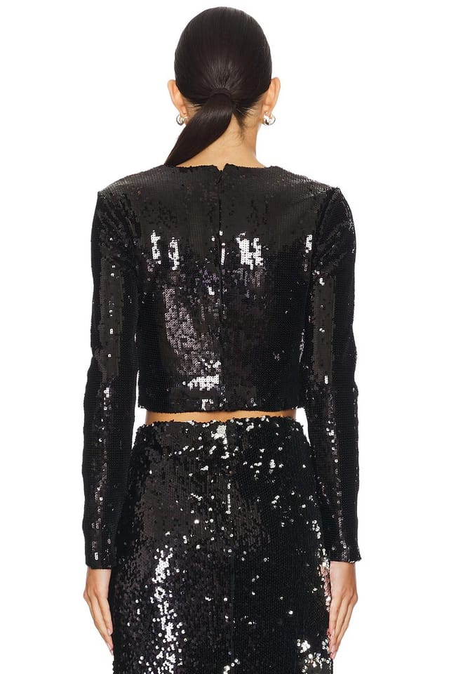 revolve Rogan Crop Sequin Long Sleeve Top - 3