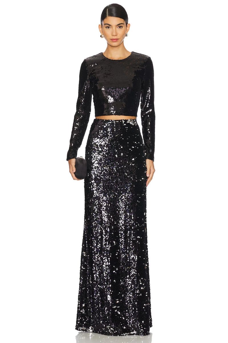 revolve Rogan Crop Sequin Long Sleeve Top - 4