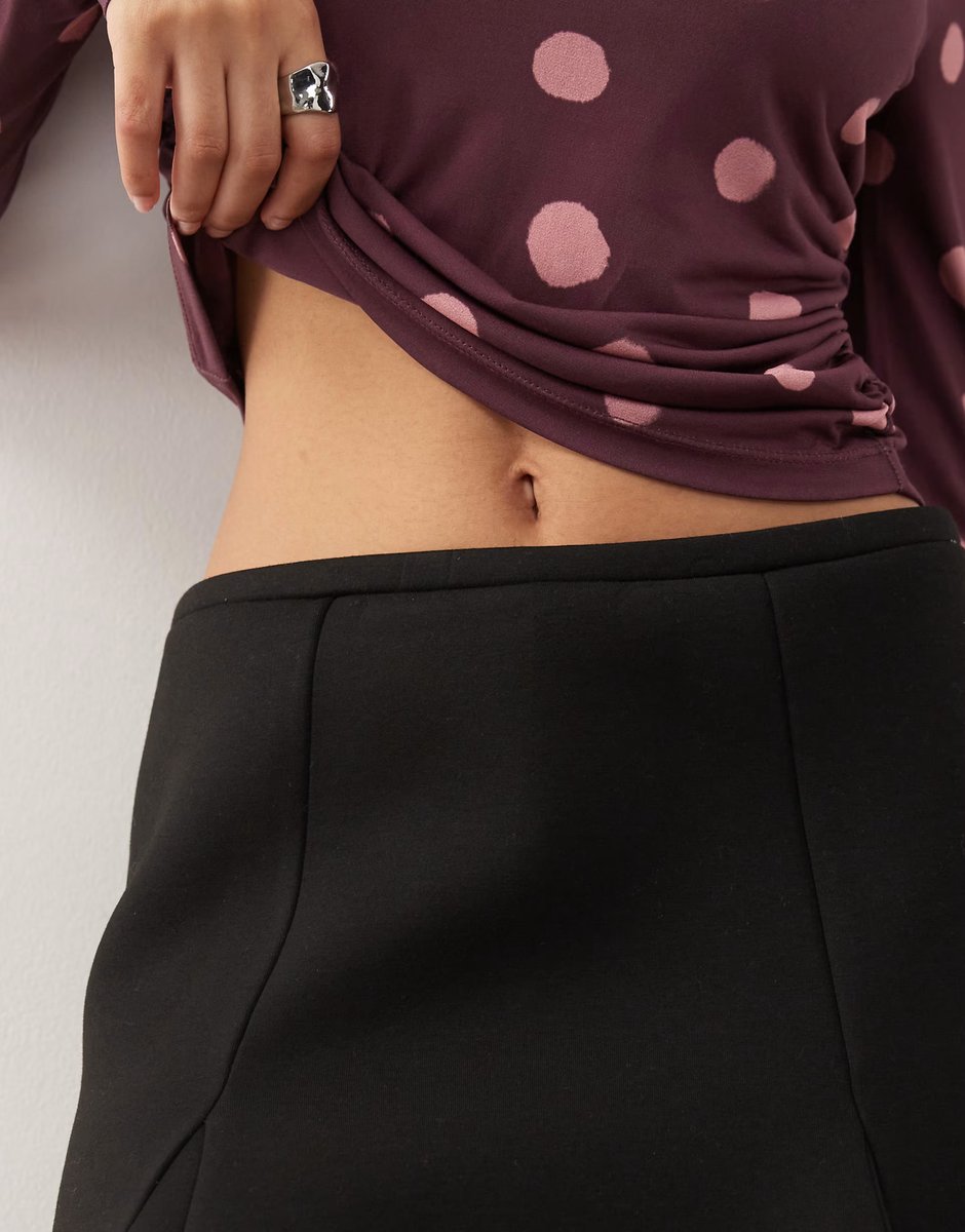 ASOS Monki structured hem mini skirt in black - 3