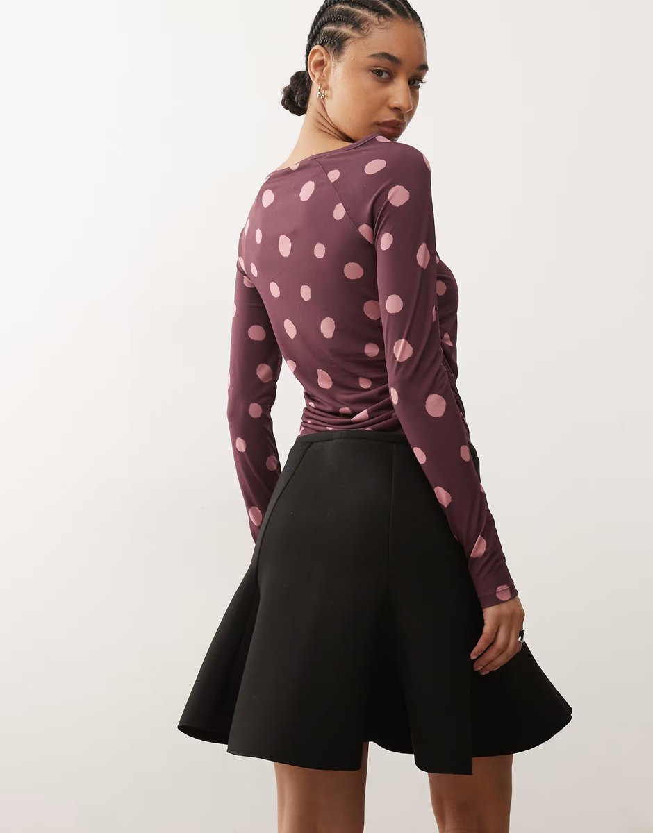 ASOS Monki structured hem mini skirt in black - 4