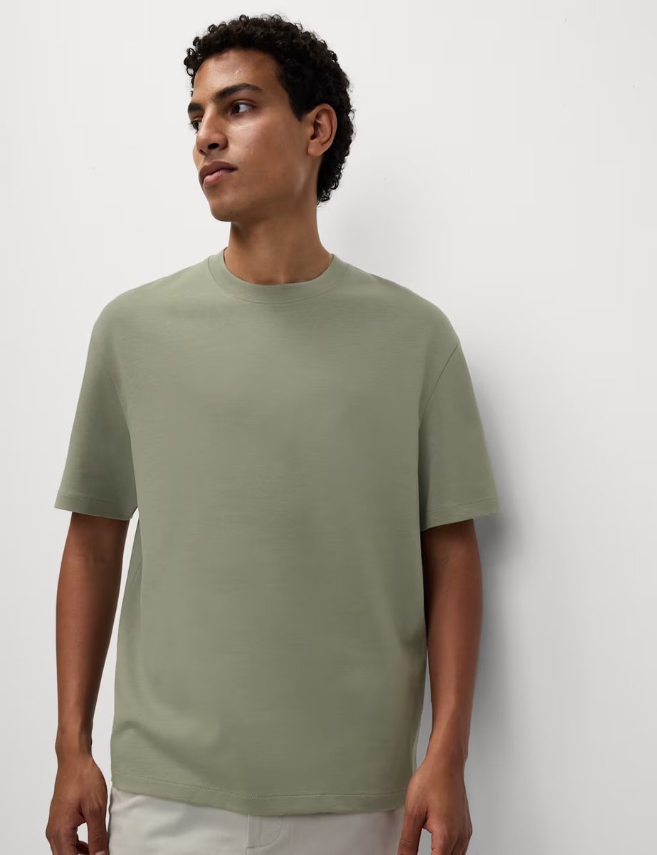 Marks & Spencer M&S Cotton Blend Ultimate Performance T-Shirt Thyme - 4