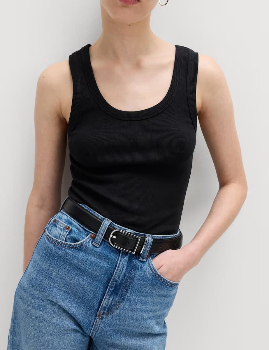 Marks & Spencer M&S Black Ribbed Vest Top