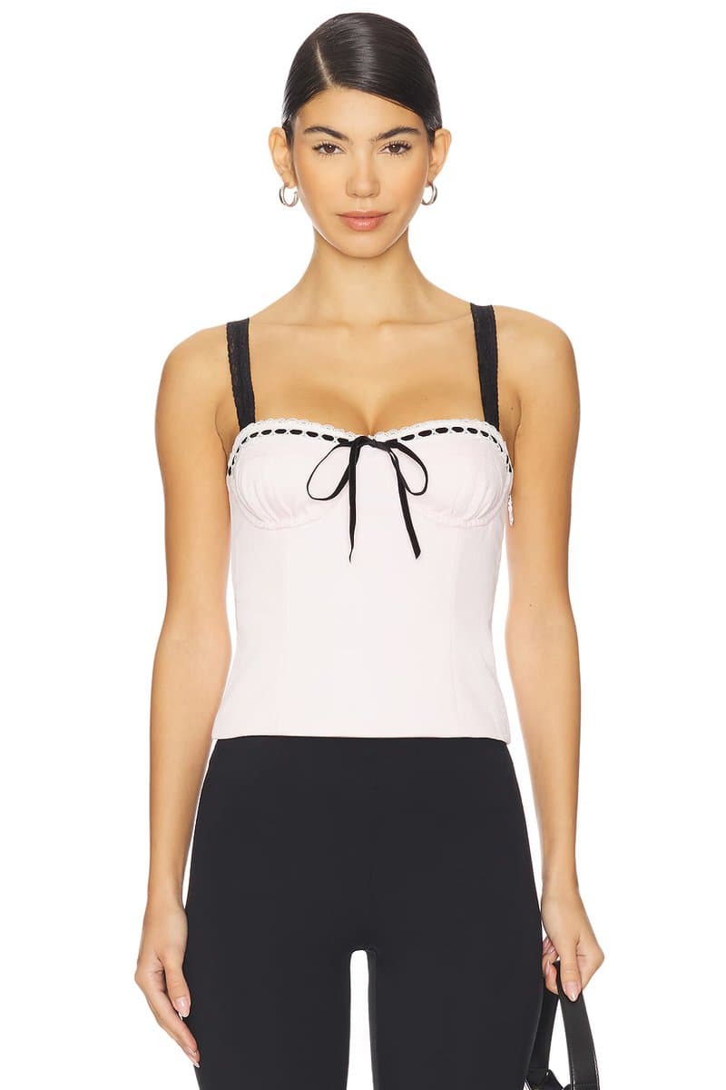 revolve Revolve Corset Top with Satin in Baby Pink