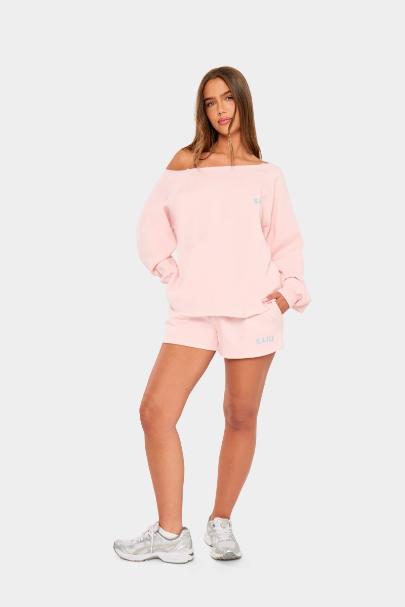 Kaiia Kaiia Logo Mini Sweat Shorts Baby Pink - 4