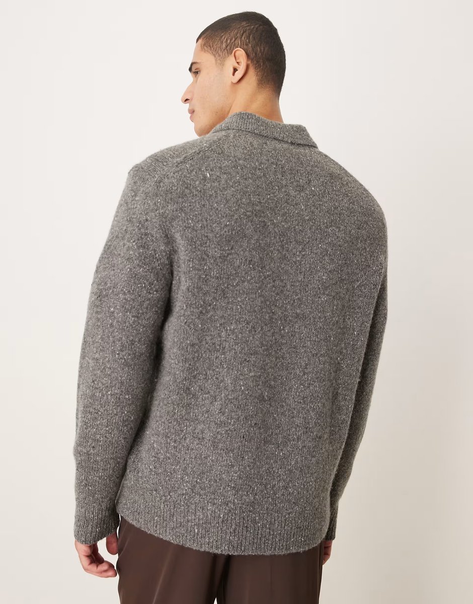 ASOS Calvin Klein Jeans polo neck knitted jumper in grey - 3