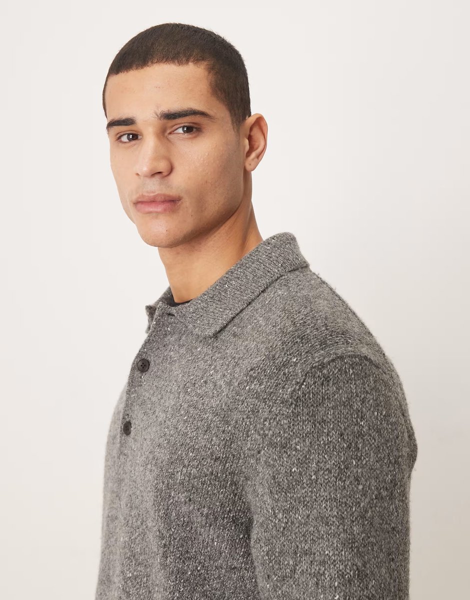 ASOS Calvin Klein Jeans polo neck knitted jumper in grey - 4