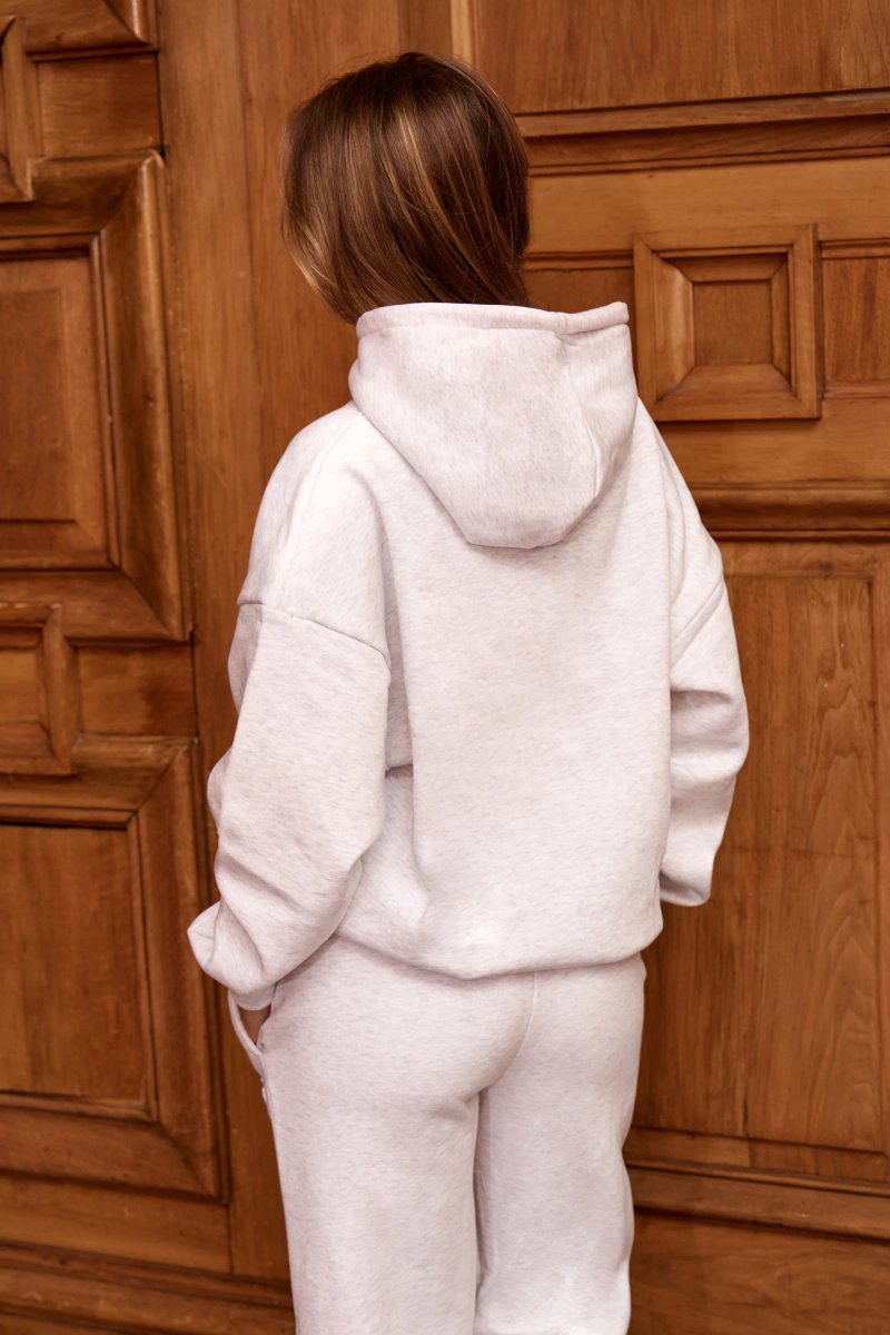 Kaiia Kaiia Embossed Logo Oversized Hoodie Light Grey Marl - 4