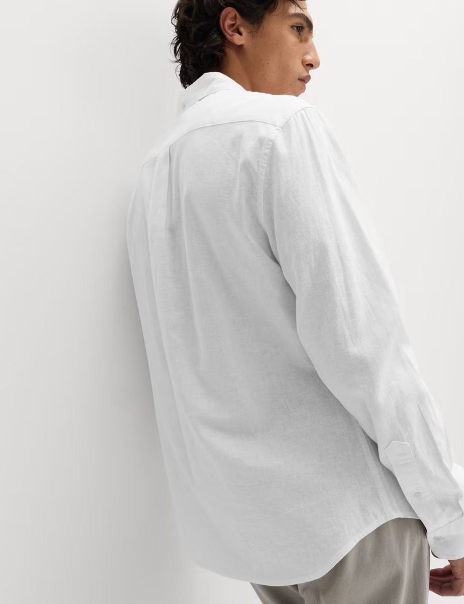 Marks & Spencer M&S Regular Fit Cotton Linen Blend Shirt White - 2