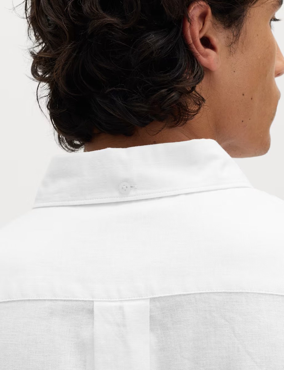 Marks & Spencer M&S Regular Fit Cotton Linen Blend Shirt White - 3