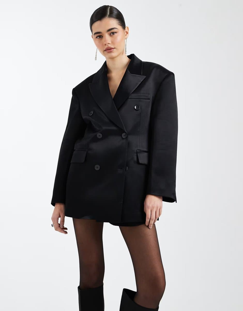 ASOS ASOS DESIGN Black Satin Blazer