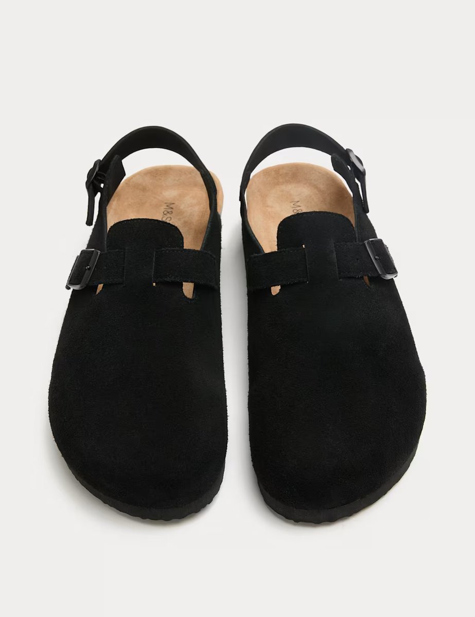 Marks & Spencer M&S Suede Backstrap Mules Black - 1