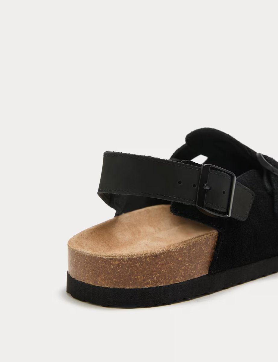 Marks & Spencer M&S Suede Backstrap Mules Black - 2