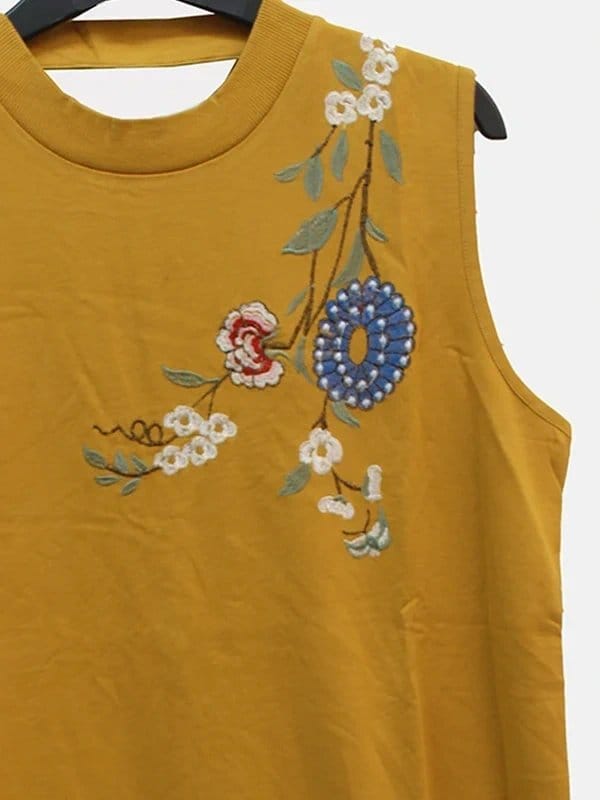 ASOS NEW Asos mustard dragon embroidered dress size 10 - 2