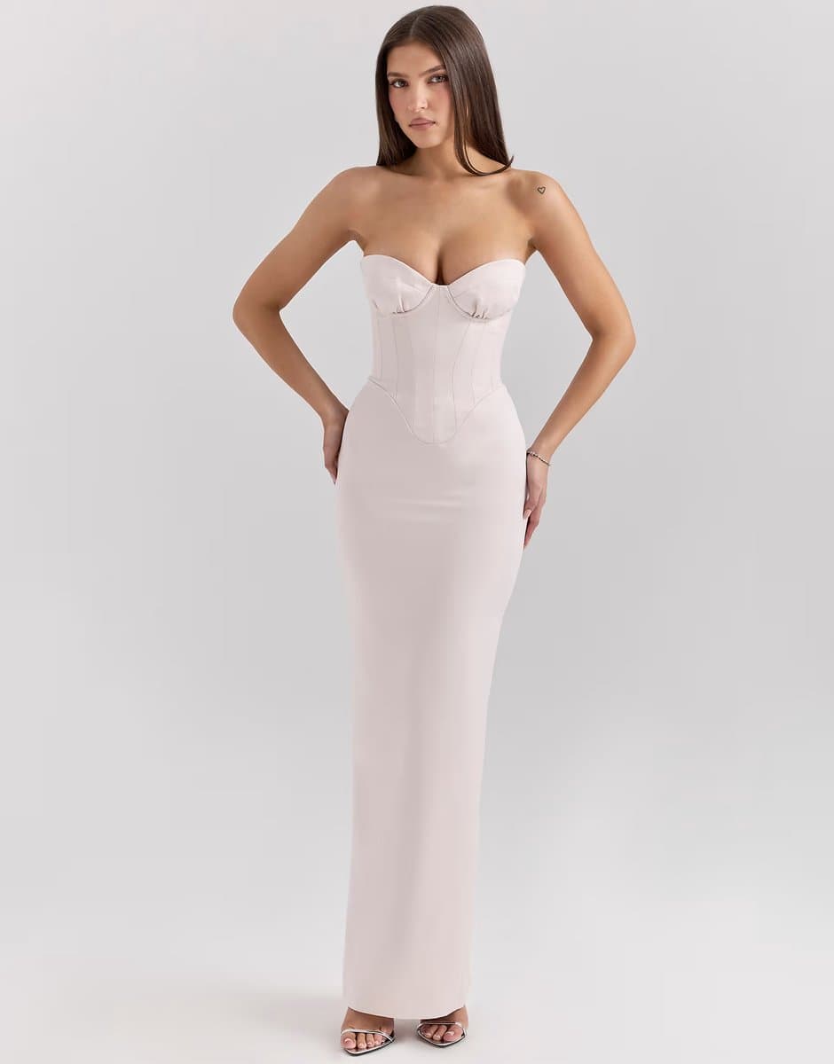 ASOS House of CB Valeria midi dress in blush