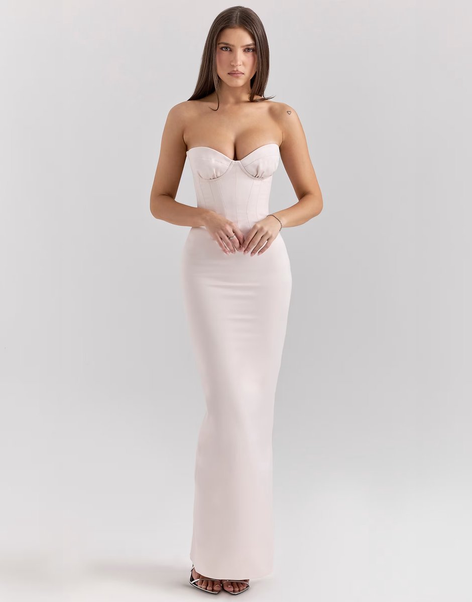 ASOS House of CB Valeria midi dress in blush - 2